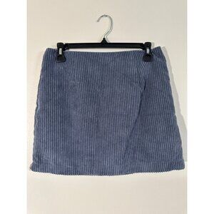 Pink Lily blue Corduroy Ribbed Mini Skirt Small Side Zipper